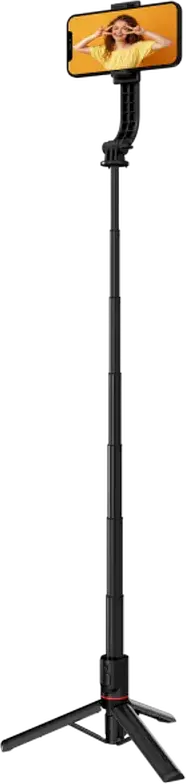 Proove Lite Shot Selfie Stick Tripod, 106 cm Max Length, Aluminum Alloy and ABS, 360 Degree Rotation, Mechanical Smartphone Holder, Black