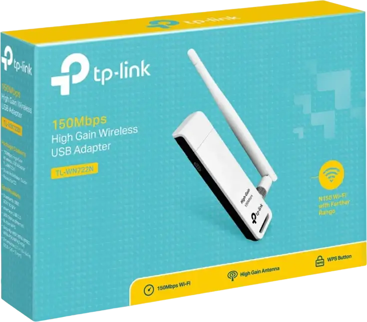Adaptor Wireless USB TP-Link TL-WN722N, Viteza 150Mbps N, 2.4GHz, Antenă Detasabilă Omni Directional 4dBi, Buton WPS, USB 2.0, Alb
