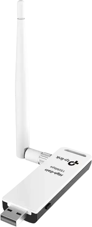 Adaptor Wireless USB TP-Link TL-WN722N, Viteza 150Mbps N, 2.4GHz, Antenă Detasabilă Omni Directional 4dBi, Buton WPS, USB 2.0, Alb