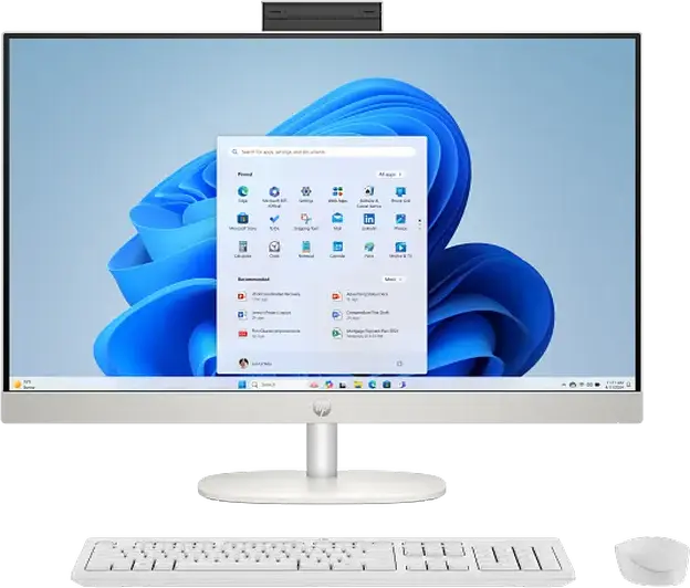 PC All-in-One HP 27-cr2107ci, Intel Core Ultra 5 225U pana la 4.8GHz, 16GB RAM DDR5, SSD 512GB NVMe, Ecran 27" FHD IPS Anti-reflexie, FreeDOS, Wi-Fi 6, BT 5.4, Alb