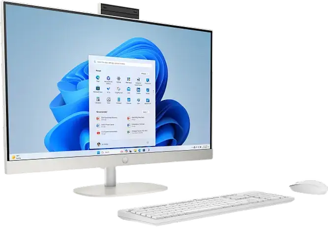 PC All-in-One HP 27-cr2107ci, Intel Core Ultra 5 225U pana la 4.8GHz, 16GB RAM DDR5, SSD 512GB NVMe, Ecran 27" FHD IPS Anti-reflexie, FreeDOS, Wi-Fi 6, BT 5.4, Alb