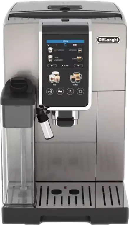 espressor DeLonghi Dinamica Plus ECAM380.85.SB Automat, 15 bar, rezervor apa 1.8L, sistem LatteCrema Hot, ecran tactil color 3.5 inch, Otel inoxidabil