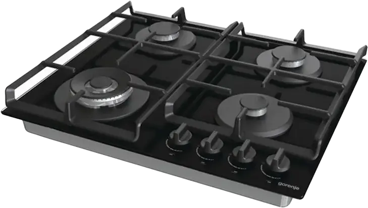 Gorenje GTW 641 EB Built-in Gas Hob, 4 Burners with WOK, Tempered Glass Surface, Cast Iron Grates, Black, 60 cm