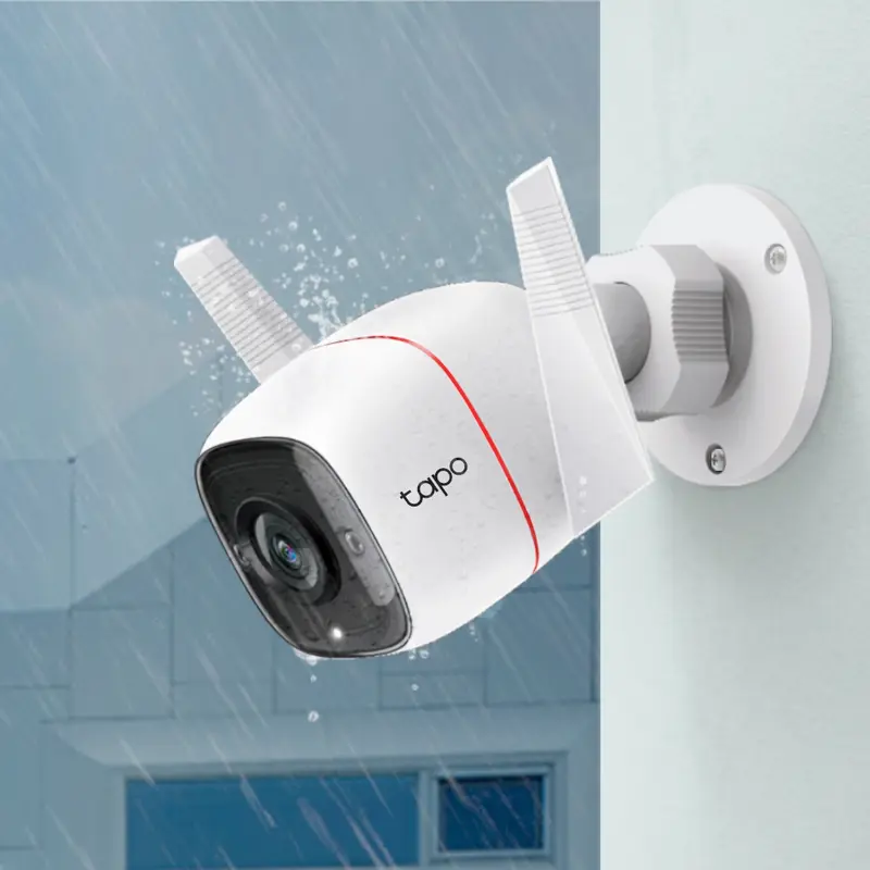 TP-Link Tapo C310 Outdoor Security Wi-Fi Camera, 3MP High Resolution, IP66 Weatherproof, Night Vision 30m, Two-Way Audio, Motion Detection, White