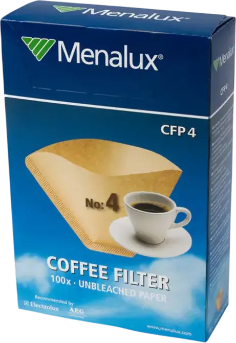 Filtre de cafea din hartie naturala nealbita Menalux CFP 4, Dimensiune 4, Universale pentru cafetiere cu picurare, Fabricate in Finlanda