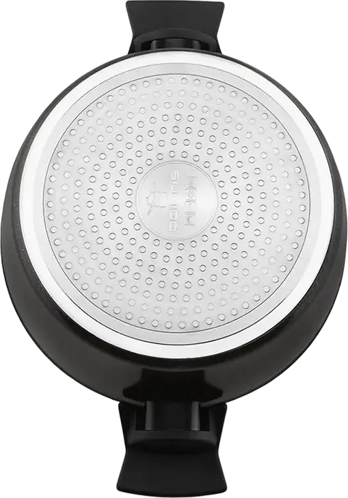 Polaris Monolit-20C Non-Stick Aluminium Casserole 2.3L, 20cm Diameter, MEGASTONE PRO-5 Coating, Glass Lid, Induction Compatible, Black