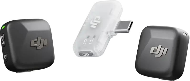 Microfon portabil pentru înregistrare vocală DJI Mic Mini (2TX + 1 Mobile RX), Fără fir, Negru