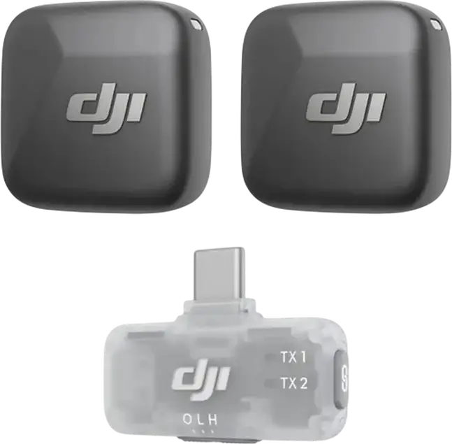 DJI Mic Mini Wireless Lavalier Microphone System, Omnidirectional 2 TX + 1 RX, Bluetooth 5.3, 400m Range, USB-C/Lightning/3.5mm, Ultralight Plug-and-Play