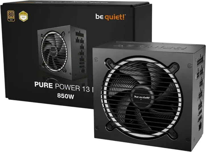be quiet! Pure Power 13 M 850W Power Supply, 80 PLUS Gold, ATX 3.1, PCIe 5.1 12V-2x6, Fully Modular, Silence-optimized 120mm Fan, Black