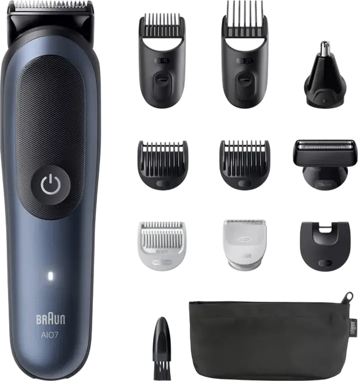 Braun All-in-One Series 7 AIO7540 Grooming Kit, 11-in-1 Trimmer with ProBlade & AutoSense, Li-ion Battery 120min Runtime, Waterproof, Stainless Steel