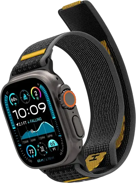 Спортивный ремешок Spigen Athlex Air из дышащего нейлона для Apple Watch Series 10, 9, 8, 7, 6, SE, Ultra 2, 42мм 44мм 45мм 46мм 49мм, на липучке, Черный
