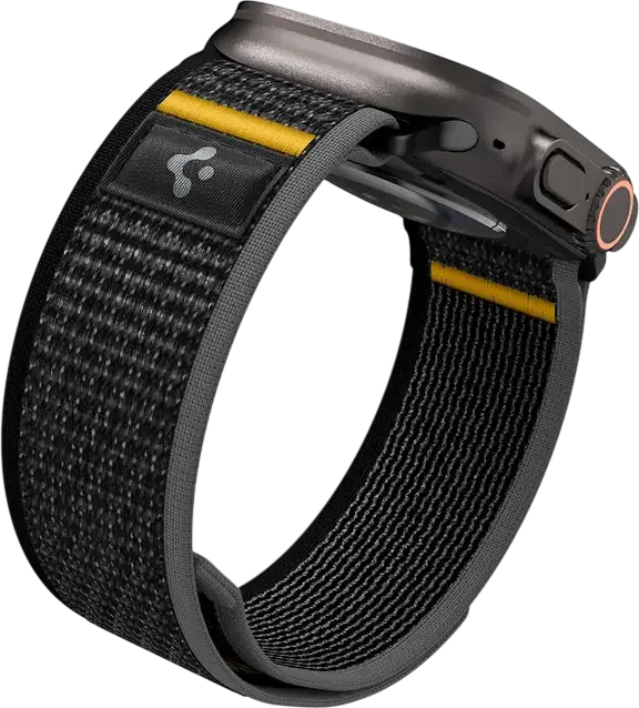 Спортивный ремешок Spigen Athlex Air из дышащего нейлона для Apple Watch Series 10, 9, 8, 7, 6, SE, Ultra 2, 42мм 44мм 45мм 46мм 49мм, на липучке, Черный