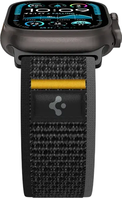 Спортивный ремешок Spigen Athlex Air из дышащего нейлона для Apple Watch Series 10, 9, 8, 7, 6, SE, Ultra 2, 42мм 44мм 45мм 46мм 49мм, на липучке, Черный