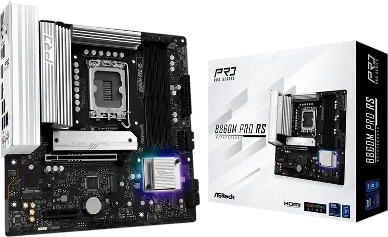 Placa de baza ASRock B860M PRO RS Micro-ATX LGA1851 Intel B860 DDR5 256GB 8666+MHz PCIe 5.0 x16 Blazing M.2 Gen5 LAN 2.5G HDMI 2.1 DP 1.4