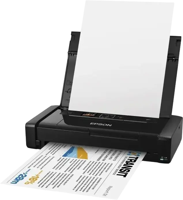 Портативный струйный принтер A4 Epson WorkForce WF-100W, Wireless Wi-Fi Direct, 5760 x 1440 dpi, пигментные чернила, аккумулятор, черный