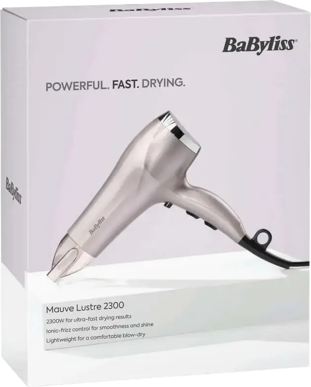 BaByliss D781E Professional Hair Dryer, 2300W, Titanium-Ceramic Heating Element, Ionic Technology, Cold Air Shot, Concentrator Nozzle, Pink