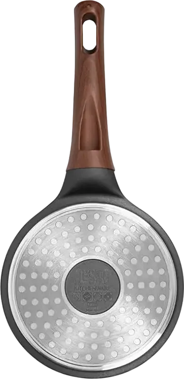 Resto Capella 93500 Aluminum Saucepan with Tempered Glass Lid, 16 cm, 1.4L, 4-Layer Pfluon Non-Stick Coating, Induction Compatible, Black
