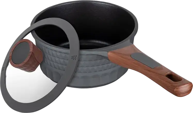 Resto Capella 93500 Aluminum Saucepan with Tempered Glass Lid, 16 cm, 1.4L, 4-Layer Pfluon Non-Stick Coating, Induction Compatible, Black