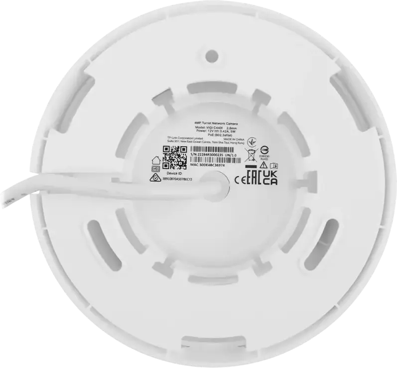 TP-Link VIGI C440I 4MP Turret IP Security Camera, 2.8mm Lens, 30m IR Night Vision, H.265+ Compression, PoE Support, ONVIF, White