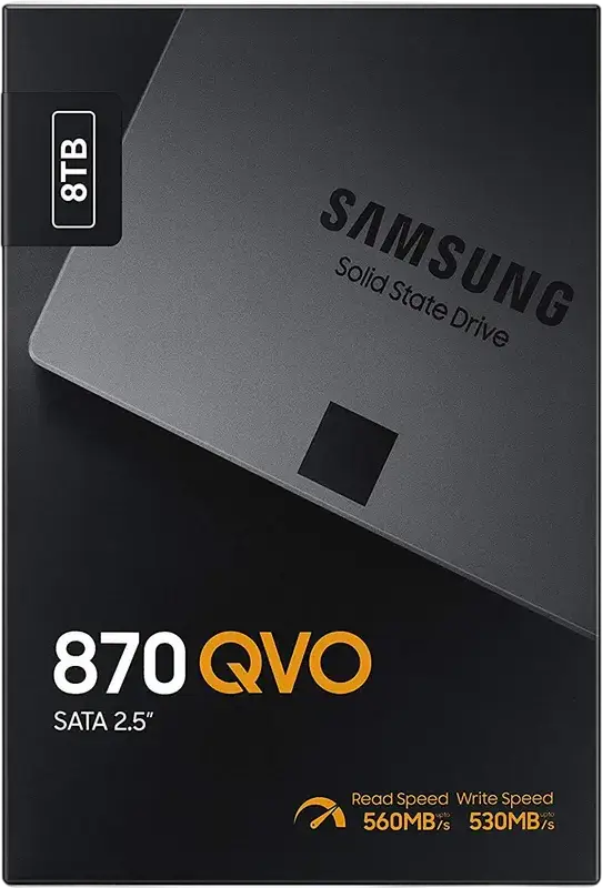 Samsung 870 QVO 8TB Internal SSD MZ-77Q8T0BW 2.5-inch SATA III 6Gb/s V-NAND QLC 560MB/s Read 530MB/s Write AES 256-bit Encryption