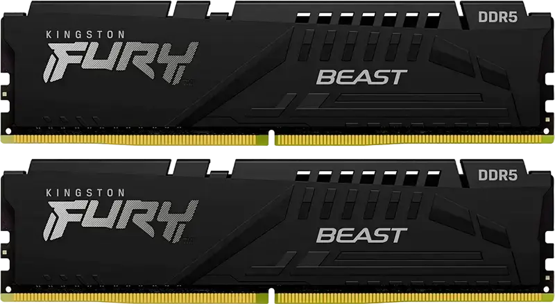 Kingston FURY Beast DDR5 64GB Kit (2x32GB) 6000MHz CL30 RAM KF560C36BBE2K2-32, Intel XMP 3.0, AMD EXPO, Low-Profile Aluminum Heat Spreader, Black