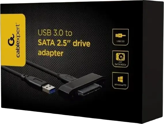 Cablexpert AUS3-02 USB 3.0 to SATA 2.5 inch HDD SSD Adapter Cable, SATA III 6Gb/s, 600 MBps Transfer Speed, Compatible with Seagate GoFlex, Black