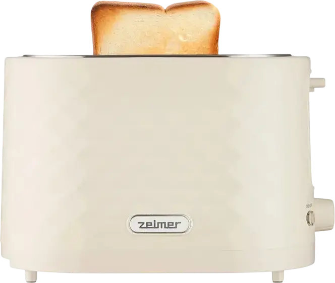 Zelmer ZTS7632F 2-Slice Toaster, 750W, 7 Browning Levels, Defrost and Reheat Functions, Cool-Touch Plastic Housing, Removable Crumb Tray, Beige