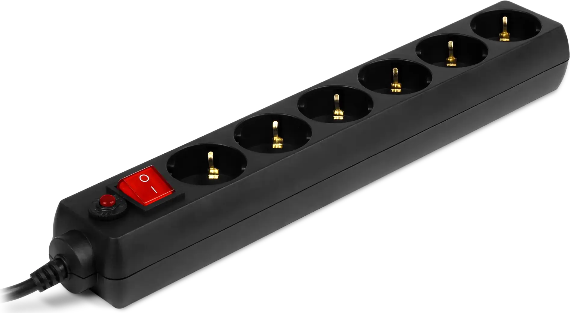 SVEN Optima 6 Surge Protector Power Strip, 6 Sockets CEE 7/4, 1.8m Cord, 2.3kW Max Load, Overload and Short Circuit Protection, Black