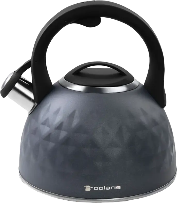 Polaris Kontur-3L Whistling Kettle, 3L Stainless Steel 18/10, Induction Compatible, UNIFORM HEAT Technology, Bakelite Handle, Gray