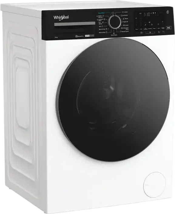 Whirlpool WPM 07W ADS EE Front-Load Washing Machine, 10 kg Capacity, 1400 RPM, Energy Class A, Auto Dose, Steam Refresh, HomeWhiz Smart Control, White