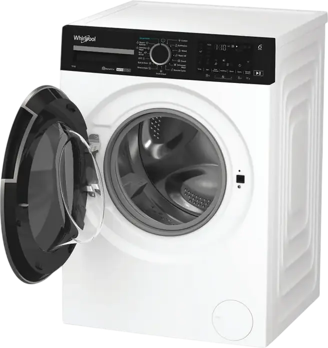 Whirlpool WPM 07W ADS EE Front-Load Washing Machine, 10 kg Capacity, 1400 RPM, Energy Class A, Auto Dose, Steam Refresh, HomeWhiz Smart Control, White