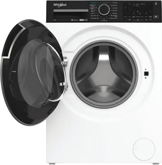 Whirlpool WPM 07W ADS EE Front-Load Washing Machine, 10 kg Capacity, 1400 RPM, Energy Class A, Auto Dose, Steam Refresh, HomeWhiz Smart Control, White