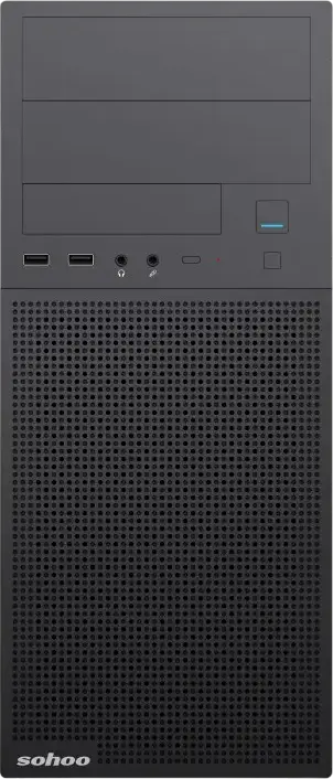 Carcasa Sohoo 2816BK Midi-Tower ATX, Negru, Sasiu SPCC, Suport Micro-ATX/ITX, 2x 5.25" ODD, 3x 2.5" SSD, Design Open Frame pentru Flux Aer Mare