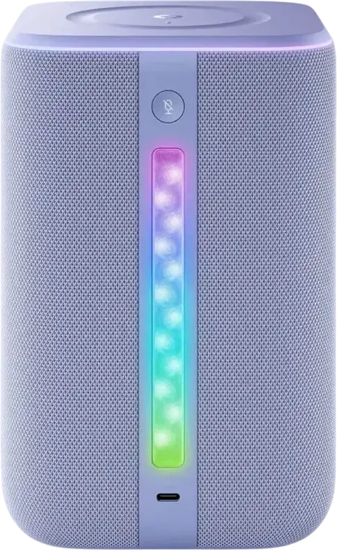 Yandex Station 3 Smart Speaker with Alisa Voice Assistant, 50W RMS Power, 5 Speakers and Passive Radiators, LED Clock Display, RGB Lighting, Violet