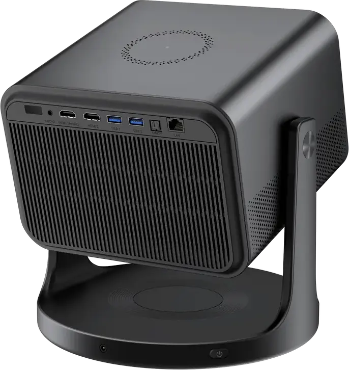 Proiector Mini Laser Hisense C3 4K UHD, Sursa Tripla Laser, 2500 ANSI Lumeni, DLP, HDR10+, Dolby Vision, IMAX Enhanced, Suport Gimbal 360, Argintiu