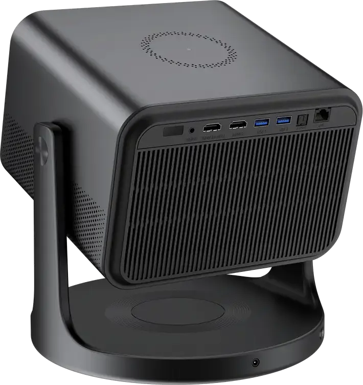 Proiector Mini Laser Hisense C3 4K UHD, Sursa Tripla Laser, 2500 ANSI Lumeni, DLP, HDR10+, Dolby Vision, IMAX Enhanced, Suport Gimbal 360, Argintiu