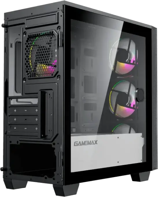 Gamemax Aero Mini H607 Mini-Tower Case, Micro-ATX/Mini-ITX, Tempered Glass, 4x 120mm ARGB Fans, Rainbow Controller, Black, SPCC 0.6mm
