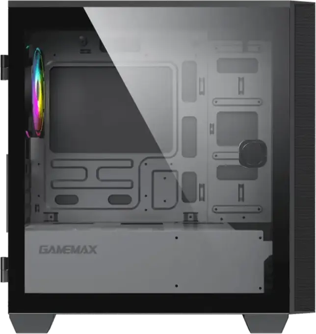 Gamemax Aero Mini H607 Mini-Tower Case, Micro-ATX/Mini-ITX, Tempered Glass, 4x 120mm ARGB Fans, Rainbow Controller, Black, SPCC 0.6mm