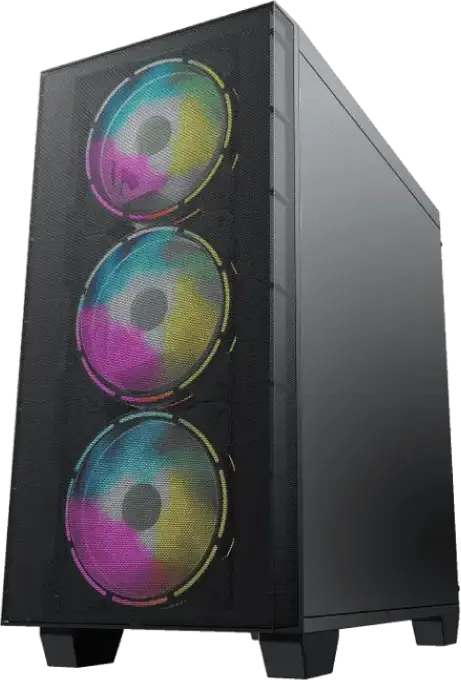 Gamemax Aero Mini H607 Mini-Tower Case, Micro-ATX/Mini-ITX, Tempered Glass, 4x 120mm ARGB Fans, Rainbow Controller, Black, SPCC 0.6mm