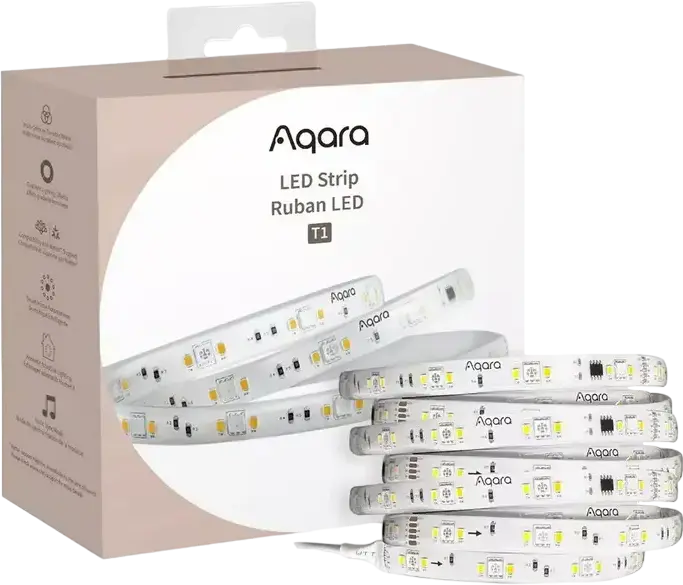 Aqara LED Strip T1 RGB CCT Smart Light Strip, 2m, Zigbee 3.0, Matter, Apple Home, Alexa, Google Home, IP44 Waterproof, Music Sync, Cuttable & Extendable