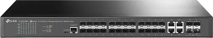 Управляемый коммутатор TP-Link JetStream TL-SG3428XF L2+, 20 портов Gigabit SFP, 4 комбинированных порта SFP/RJ45, 4 порта 10G SFP+, Omada SDN, двойное питание