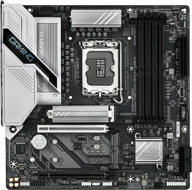Placa de baza Gigabyte Z890M GAMING X Micro-ATX LGA1851 Chipset Intel Z890 DDR5 9200MHz OC 256GB 3x M.2 PCIe Gen5 2.5GbE HDMI 2.1 DP 2.1