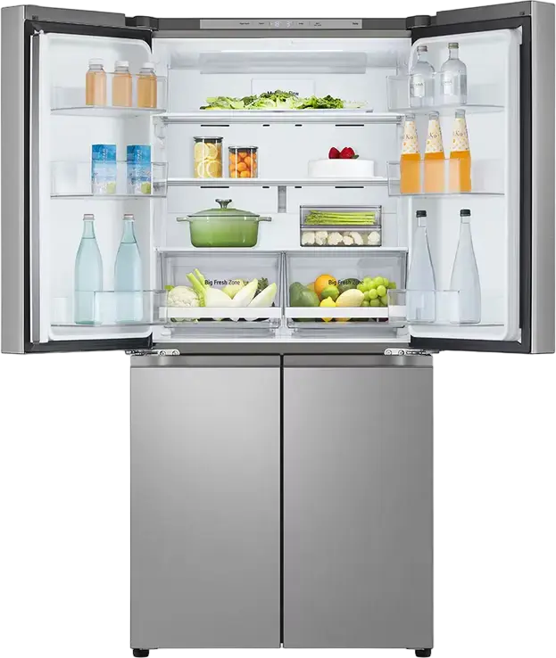 LG GMB860PYDE Side-by-Side Multi-door Refrigerator, 530L Total Capacity, No Frost, Linear Inverter Compressor, DoorCooling+, ThinQ Smart Control, Silver