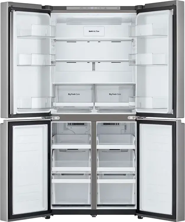 LG GMB860PYDE Side-by-Side Multi-door Refrigerator, 530L Total Capacity, No Frost, Linear Inverter Compressor, DoorCooling+, ThinQ Smart Control, Silver