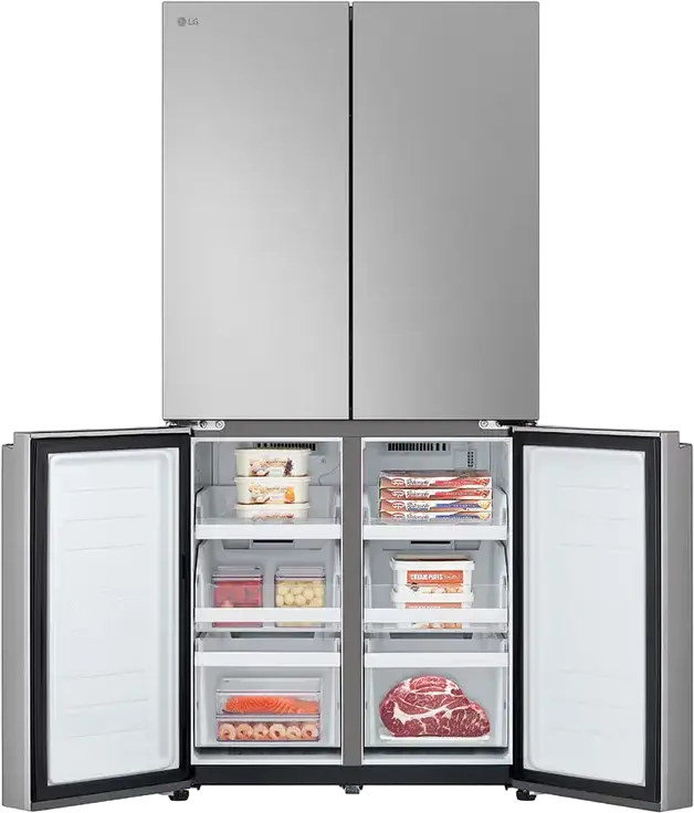 LG GMB860PYDE Side-by-Side Multi-door Refrigerator, 530L Total Capacity, No Frost, Linear Inverter Compressor, DoorCooling+, ThinQ Smart Control, Silver