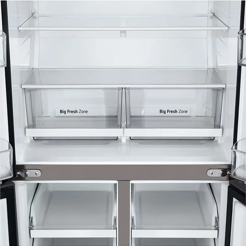 LG GMB860PYDE Side-by-Side Multi-door Refrigerator, 530L Total Capacity, No Frost, Linear Inverter Compressor, DoorCooling+, ThinQ Smart Control, Silver