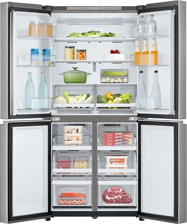 LG GMB860PYDE Side-by-Side Multi-door Refrigerator, 530L Total Capacity, No Frost, Linear Inverter Compressor, DoorCooling+, ThinQ Smart Control, Silver