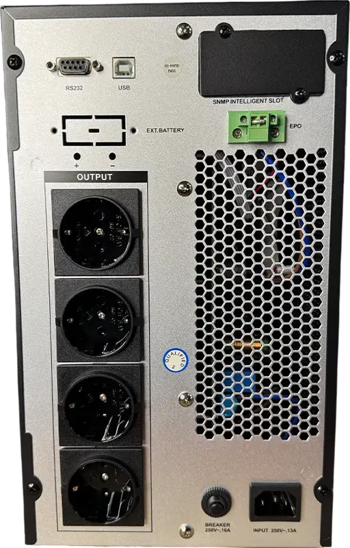 UPS Online Ultra Power PT-2KS/T-2K 2000VA 1800W Tower, Unda Sinusoidala, Ecran LCD, RS-232 USB SNMP, 4x Schuko, Port EPO, Carcasa Metalica Gri