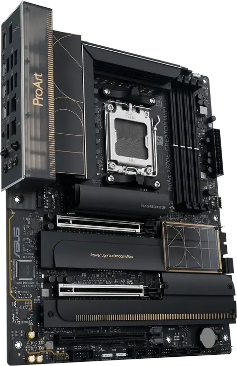 Placa de baza ASUS ProArt X870E-CREATOR WIFI AM5 AMD X870E ATX DDR5 256GB PCIe 5.0 Wi-Fi 7 Ethernet 10Gb USB4 40Gbps pentru Ryzen 9000 8000 7000