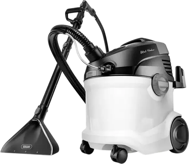 Karcher SE 6 Signature Line 3-in-1 Spray Extraction Cleaner, 1000W Wet and Dry Vacuum, 33.9 kPa Suction, Two-Tank System, Black and White